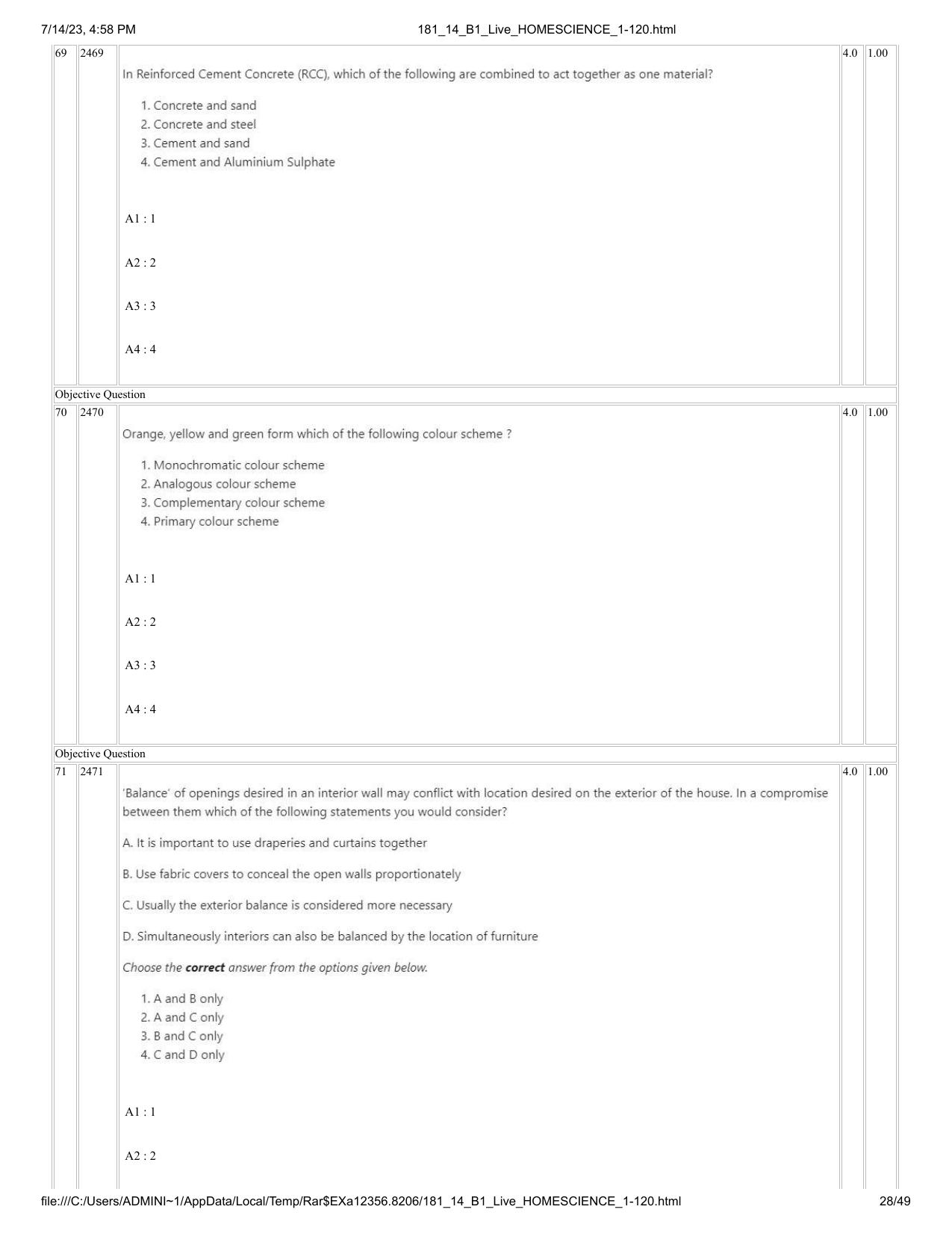 ICAR AIEEA PG 2023 HOME SCIENCE Question Paper- 14 July 2023 - Page 28