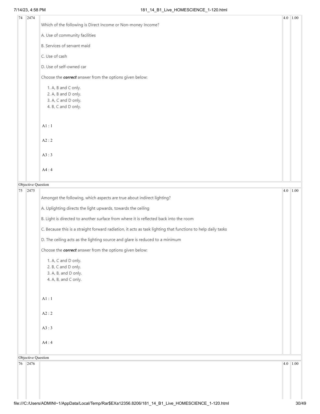 ICAR AIEEA PG 2023 HOME SCIENCE Question Paper- 14 July 2023 - Page 30