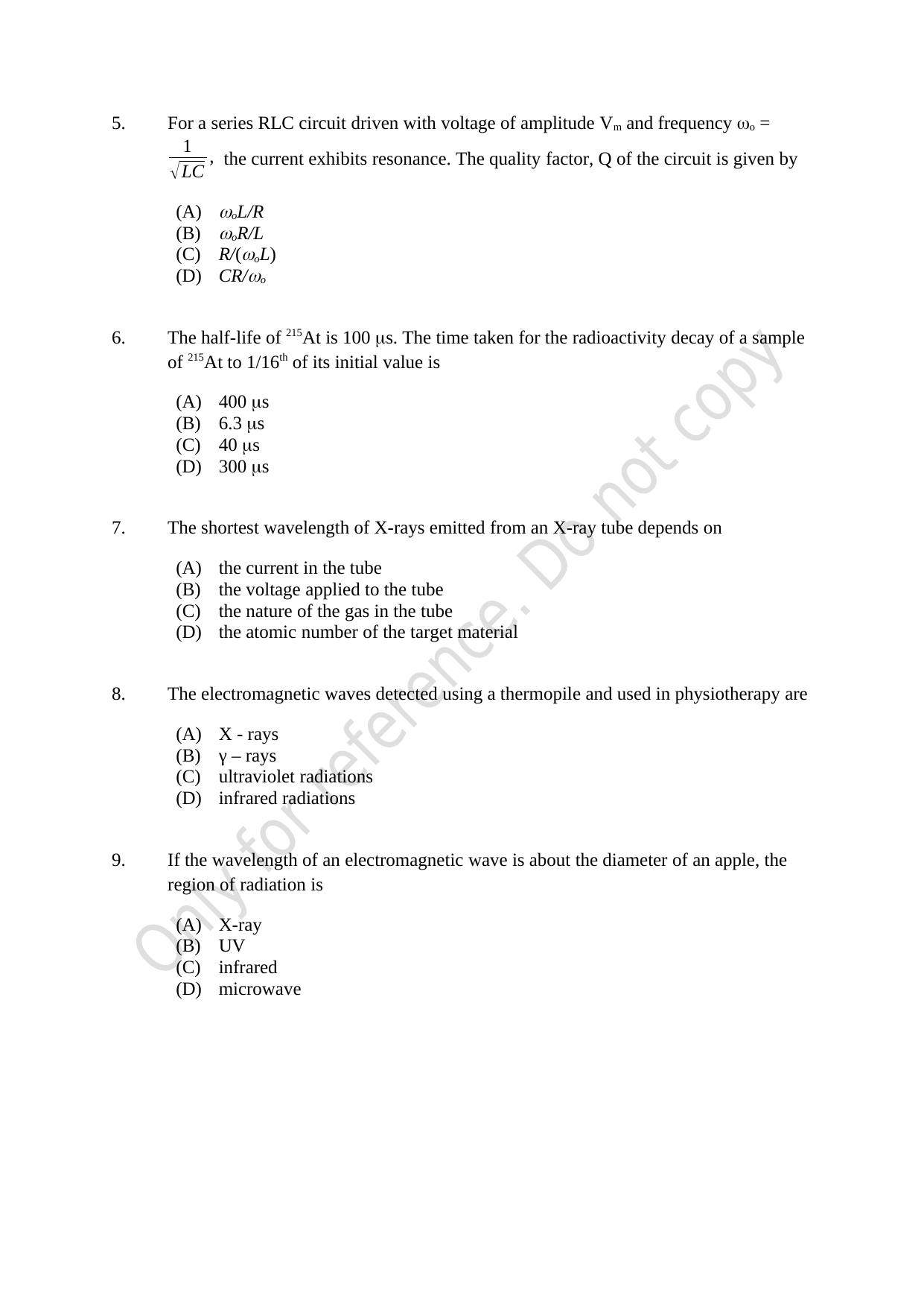 CUSAT CAT 2021 MSC Integrated Biology Shift I Question Paper - Page 2