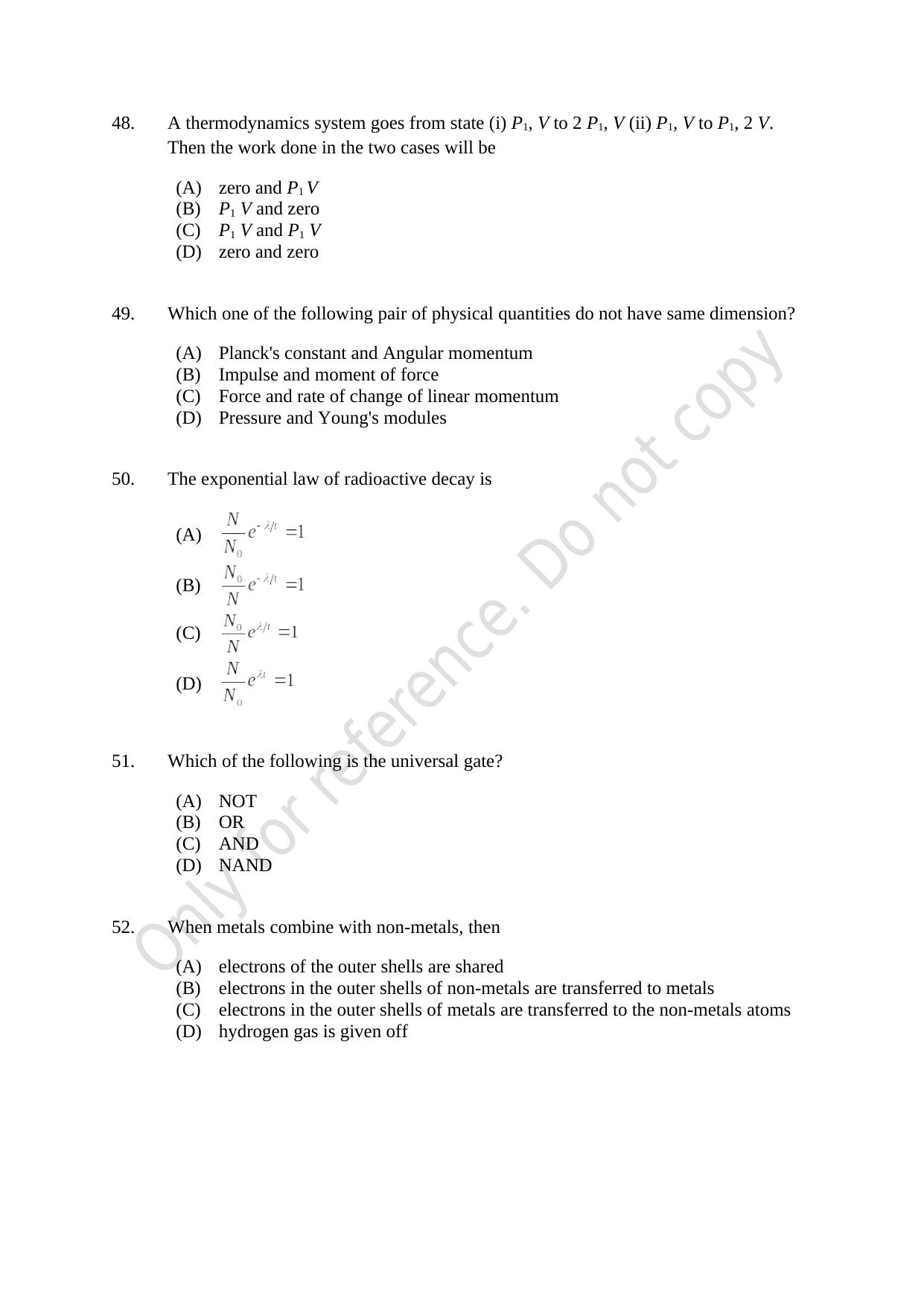 CUSAT CAT 2021 MSC Integrated Biology Shift I Question Paper - Page 10
