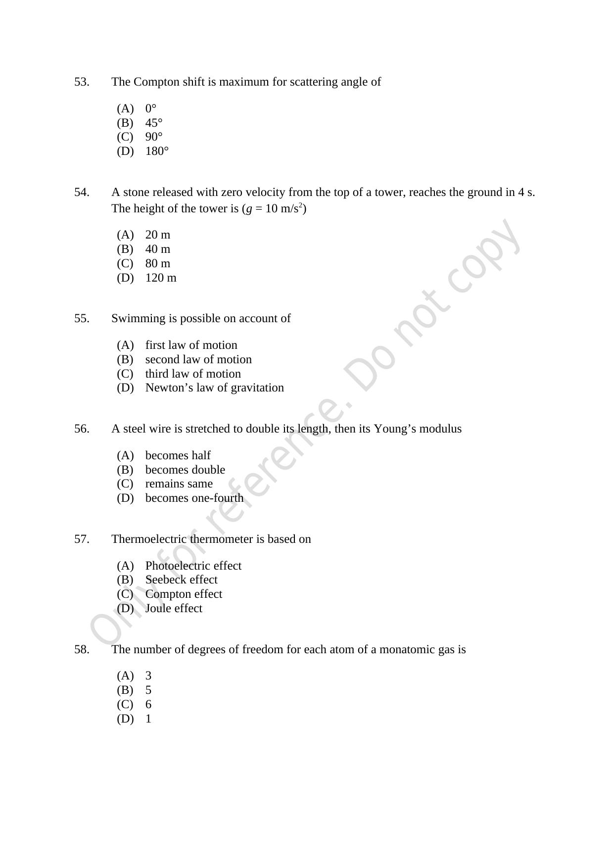 CUSAT CAT 2021 MSC Integrated Biology Shift I Question Paper - Page 11