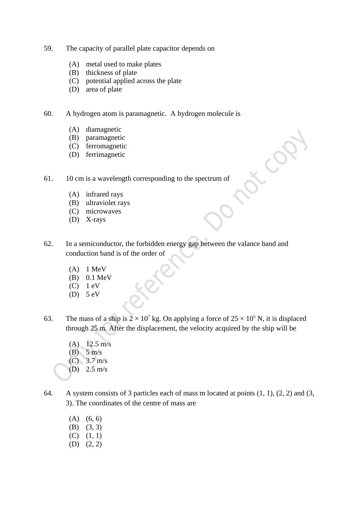 CUSAT CAT 2021 MSC Integrated Biology Shift I Question Paper - Page 12
