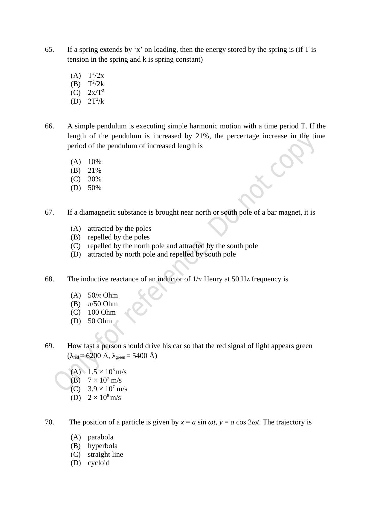 CUSAT CAT 2021 MSC Integrated Biology Shift I Question Paper - Page 13