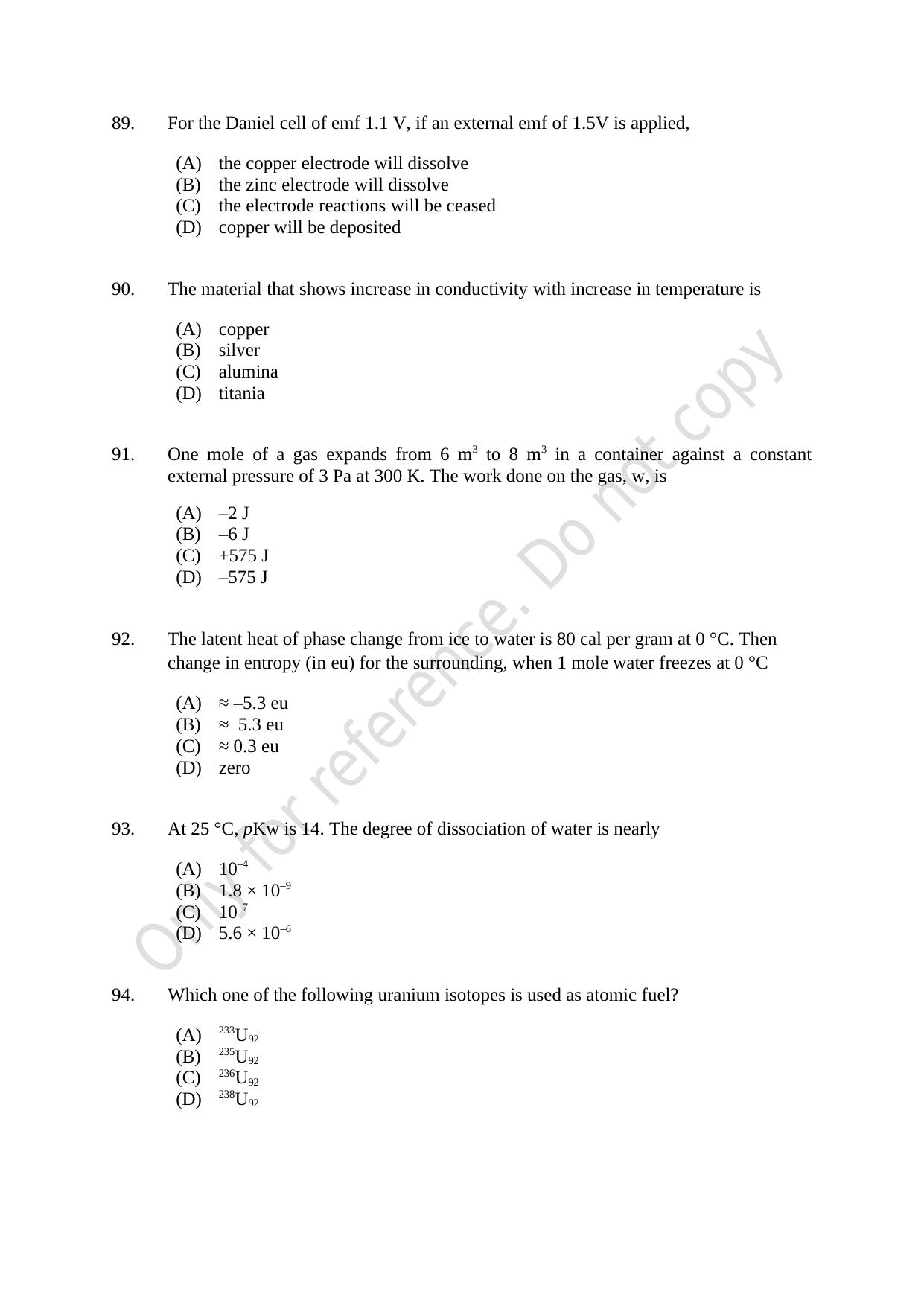 CUSAT CAT 2021 MSC Integrated Biology Shift I Question Paper - Page 17