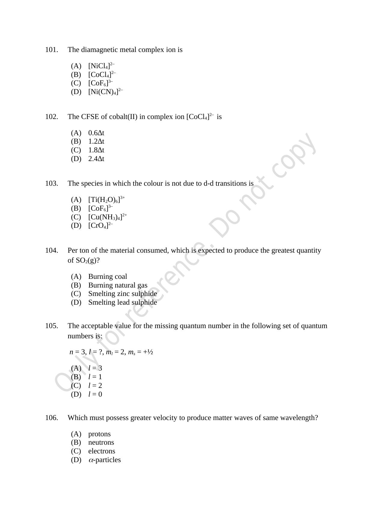 CUSAT CAT 2021 MSC Integrated Biology Shift I Question Paper - Page 19