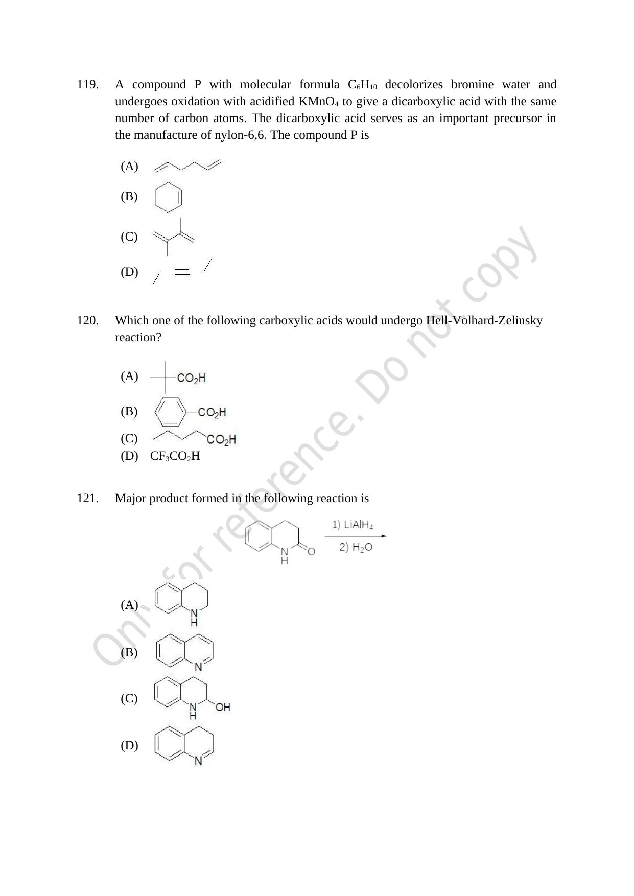 CUSAT CAT 2021 MSC Integrated Biology Shift I Question Paper - Page 23
