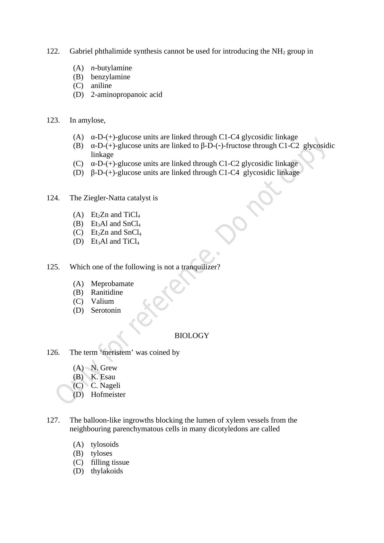 CUSAT CAT 2021 MSC Integrated Biology Shift I Question Paper - Page 24