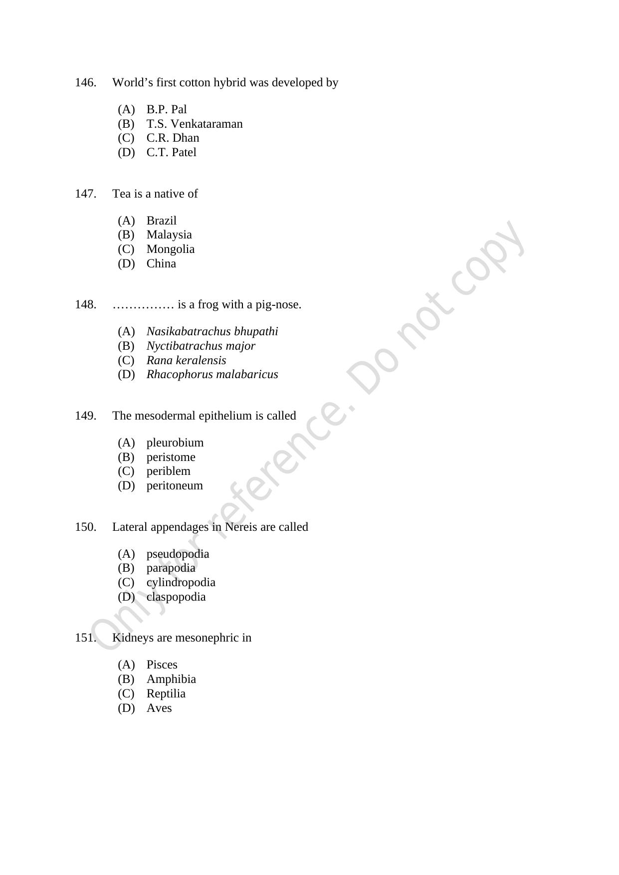 CUSAT CAT 2021 MSC Integrated Biology Shift I Question Paper - Page 28