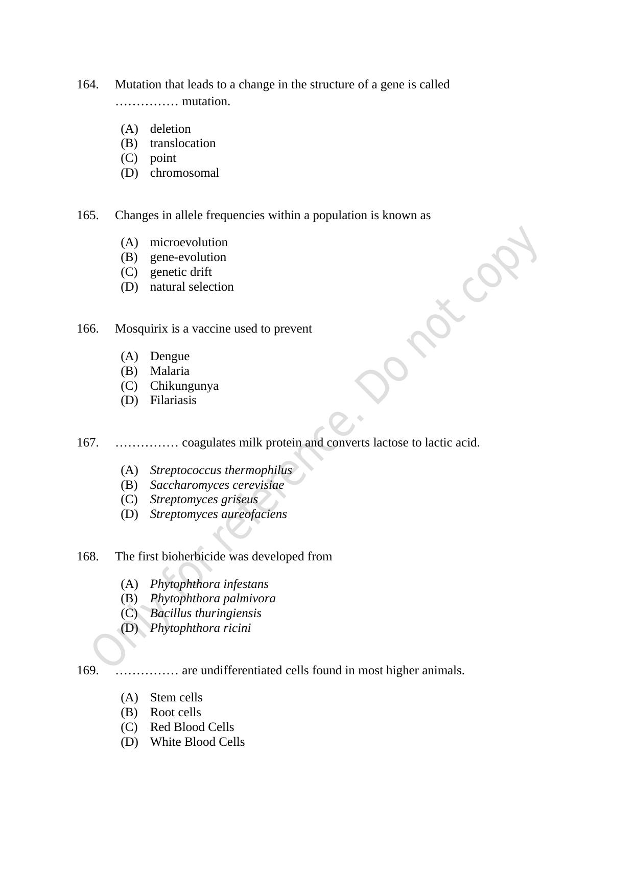 CUSAT CAT 2021 MSC Integrated Biology Shift I Question Paper - Page 31