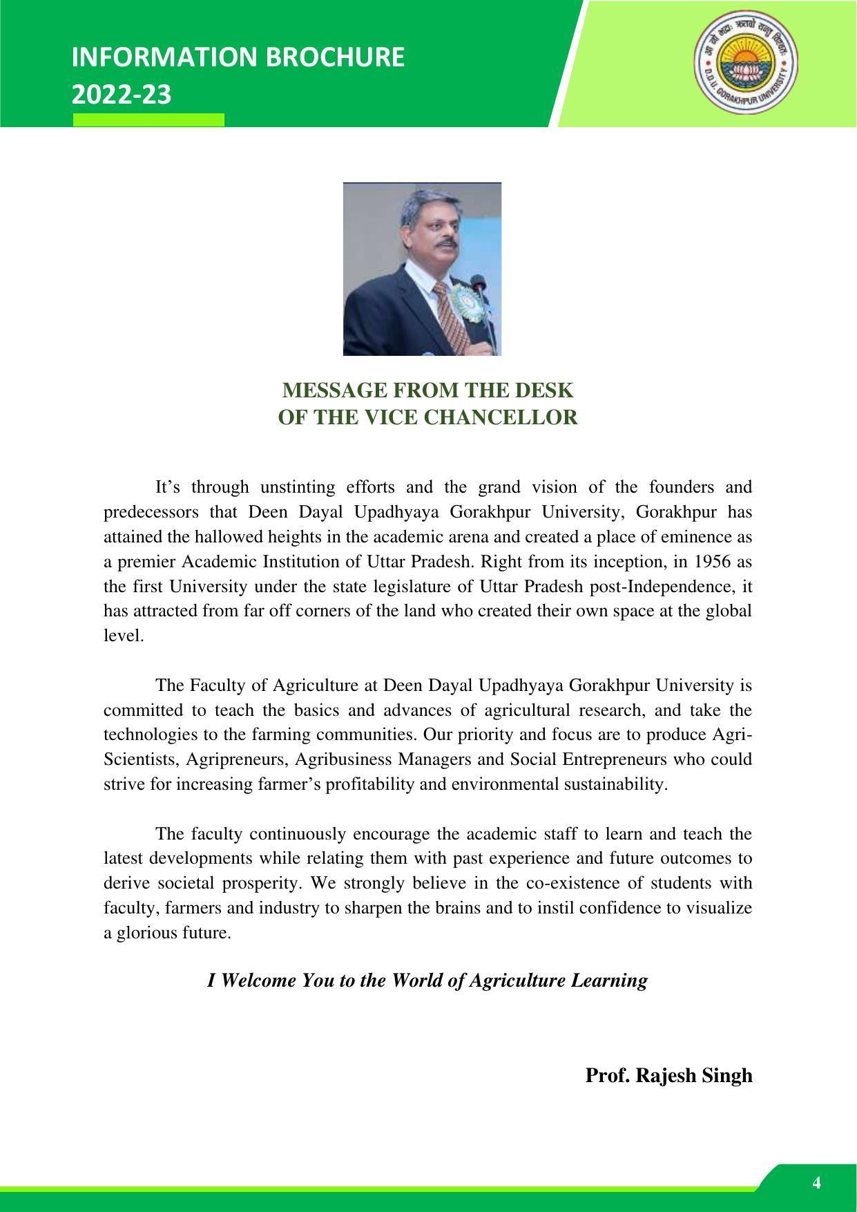 Deen Dayal Upadhyay Gorakhpur University, Gorakhpur Agriculture 2022-23 - Page 4