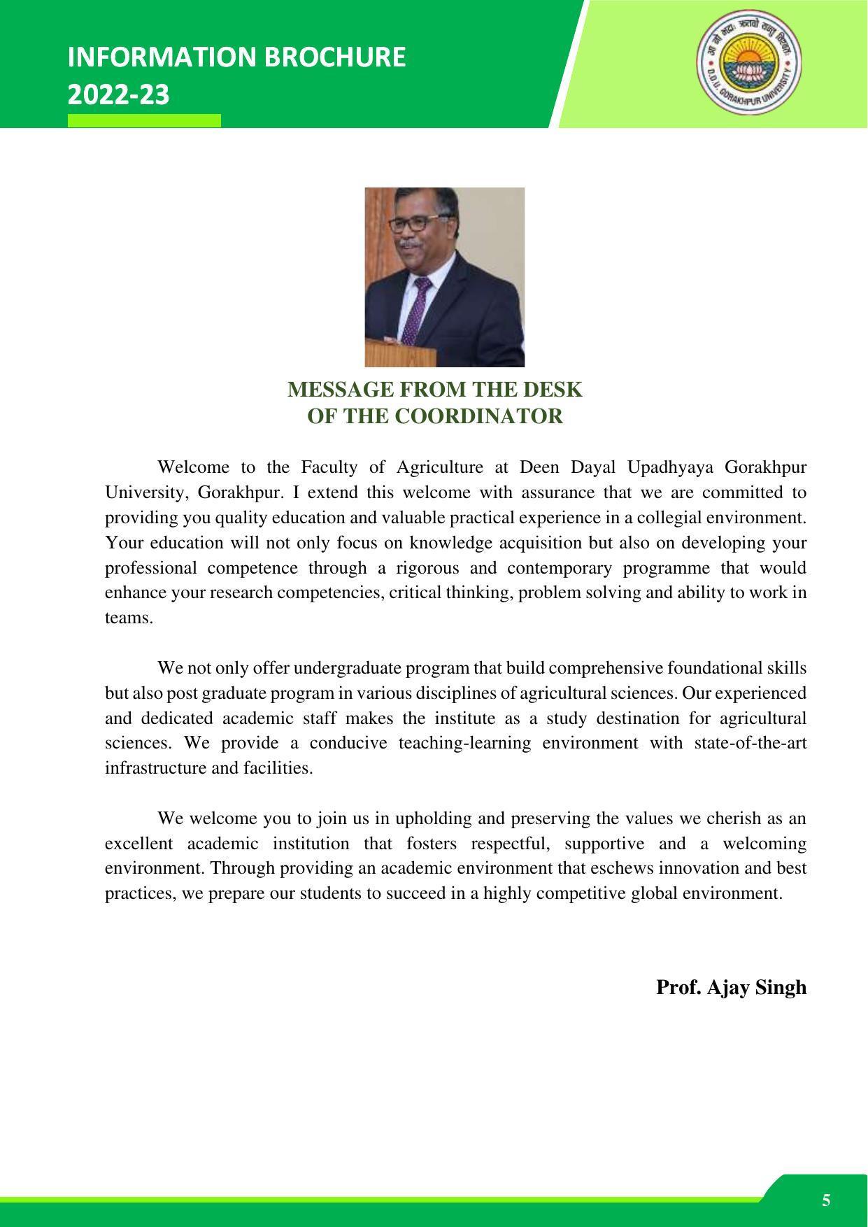 Deen Dayal Upadhyay Gorakhpur University, Gorakhpur Agriculture 2022-23 - Page 5