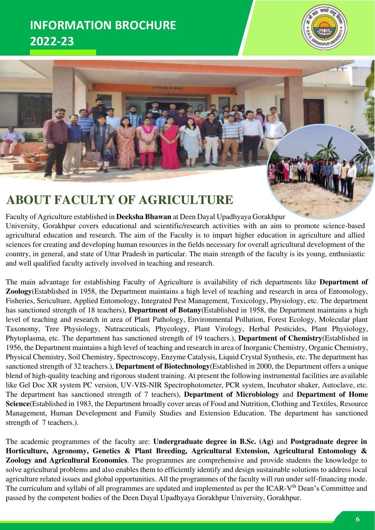 Deen Dayal Upadhyay Gorakhpur University, Gorakhpur Agriculture 2022-23 - Page 6
