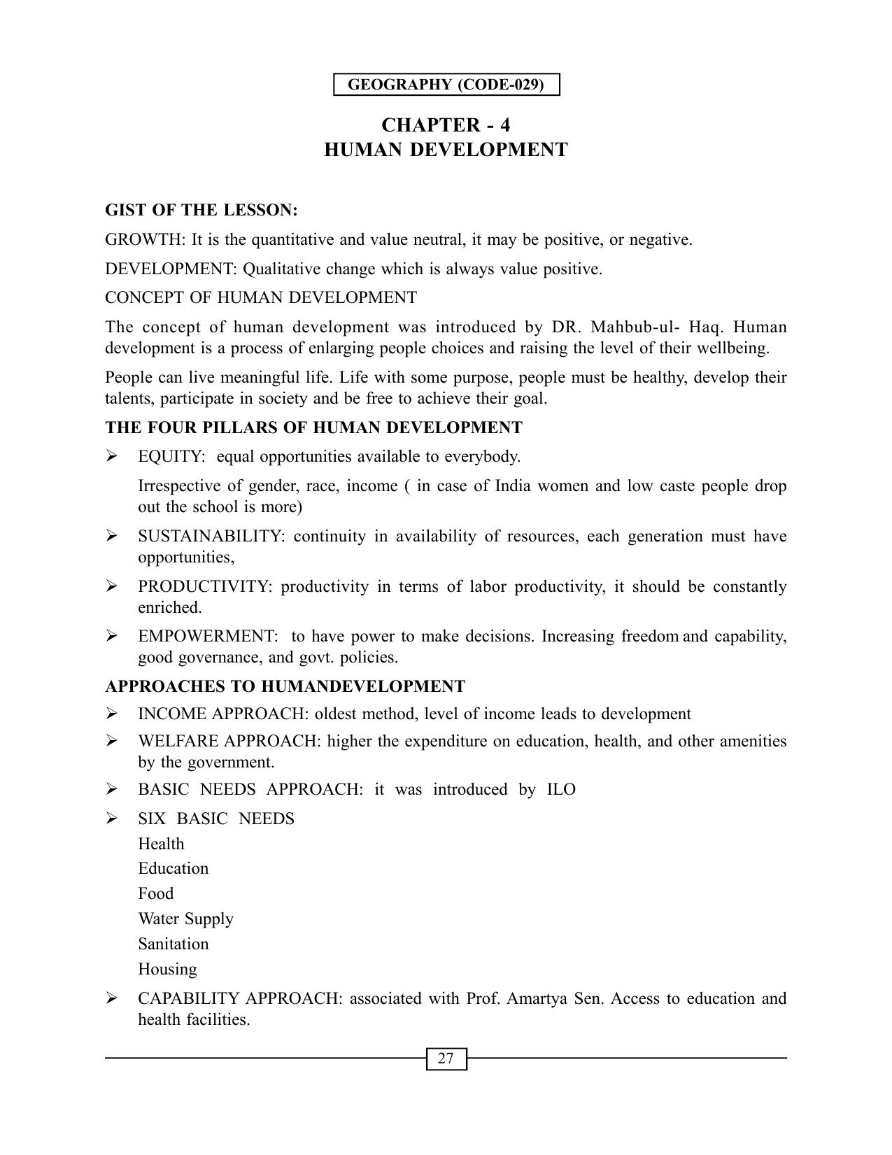 CBSE Worksheets for Class 12 Geography Human Development - Page 1