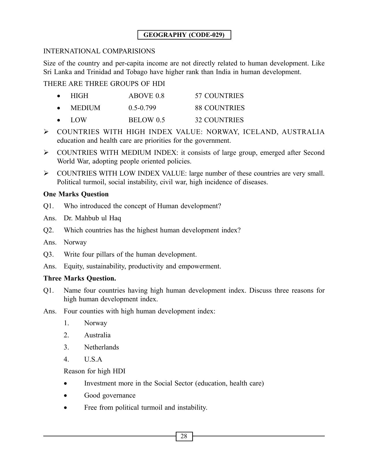 CBSE Worksheets for Class 12 Geography Human Development - Page 2