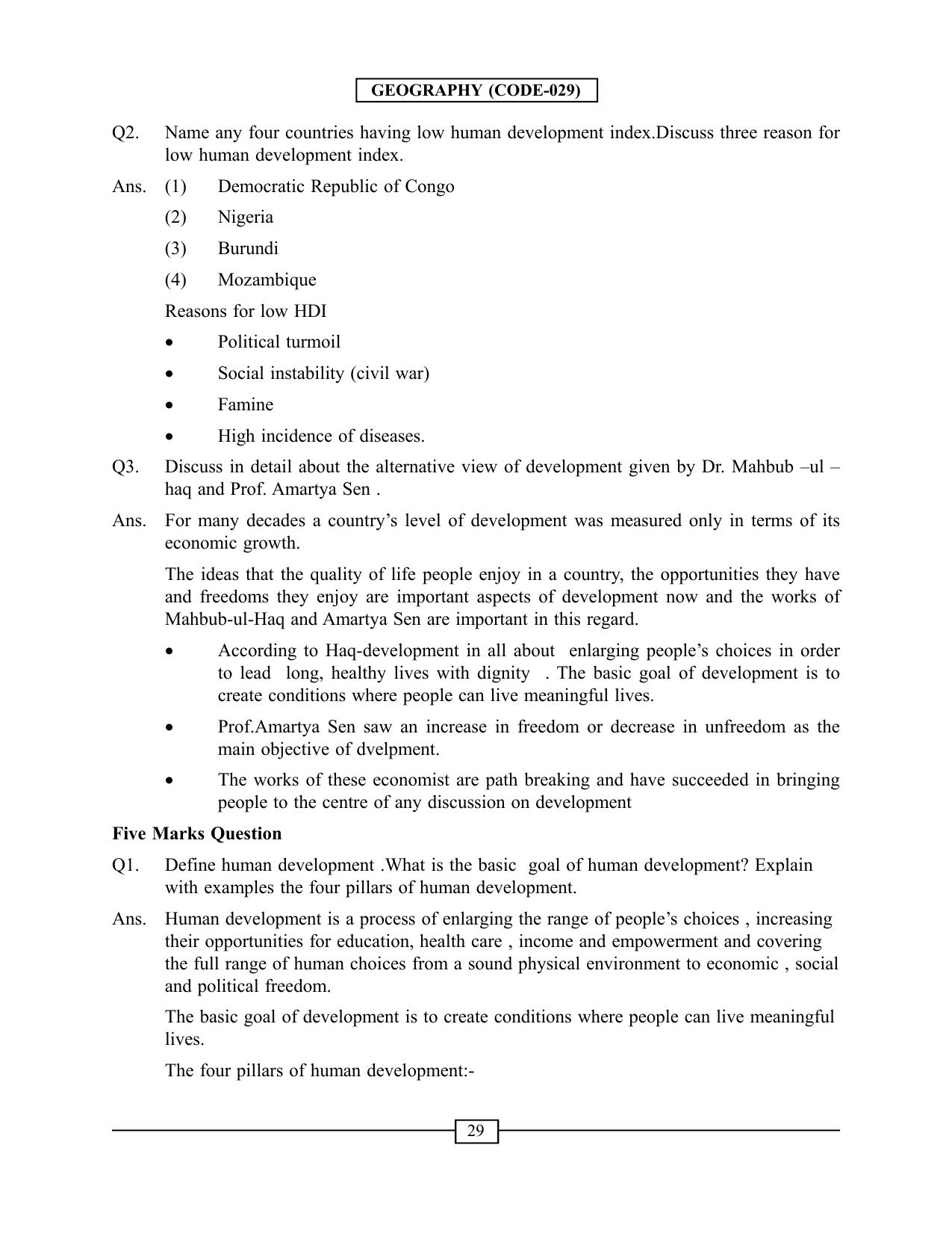 CBSE Worksheets for Class 12 Geography Human Development - Page 3