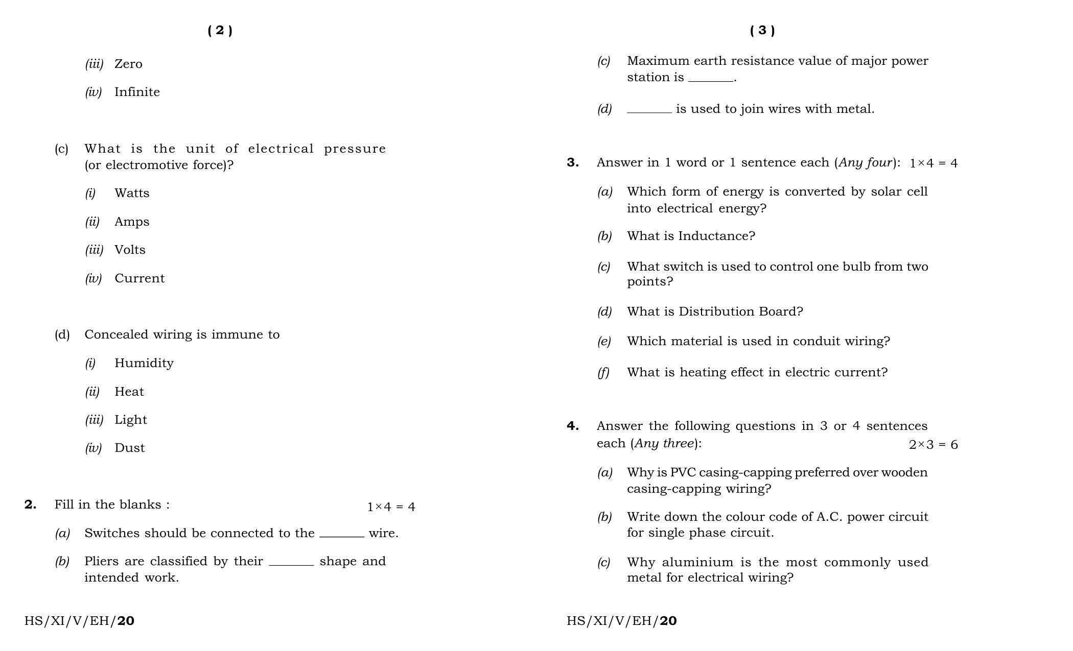 Meghalaya Board (MBOSE) Class 11 Electronics & Hardware 2020 Question Paper - Page 2
