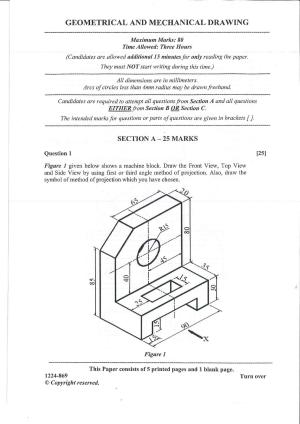 ISC Class 12 Geometrical & Mechanical Drawing 2024 Question Paper