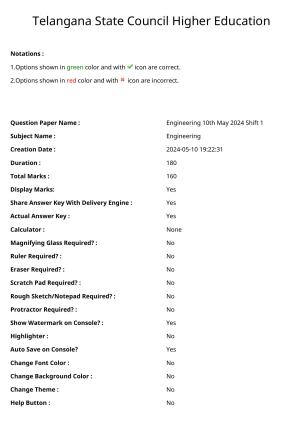 TS EAPCET 2024 Question Paper Engineering 10 May Shift 1 With Preliminary Key
