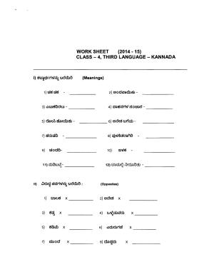 Worksheet for Class 4 Kannada Assignment 2