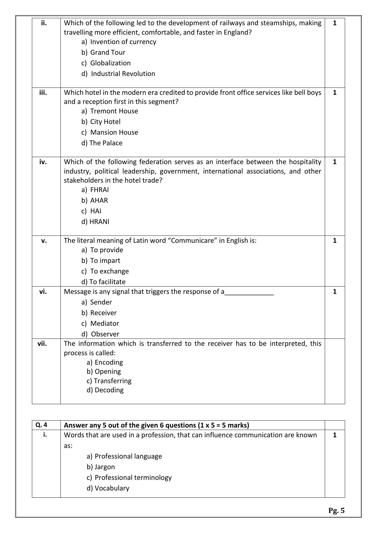 CBSE Class 11: Front Office Operations 2024 Sample Paper - Page 5