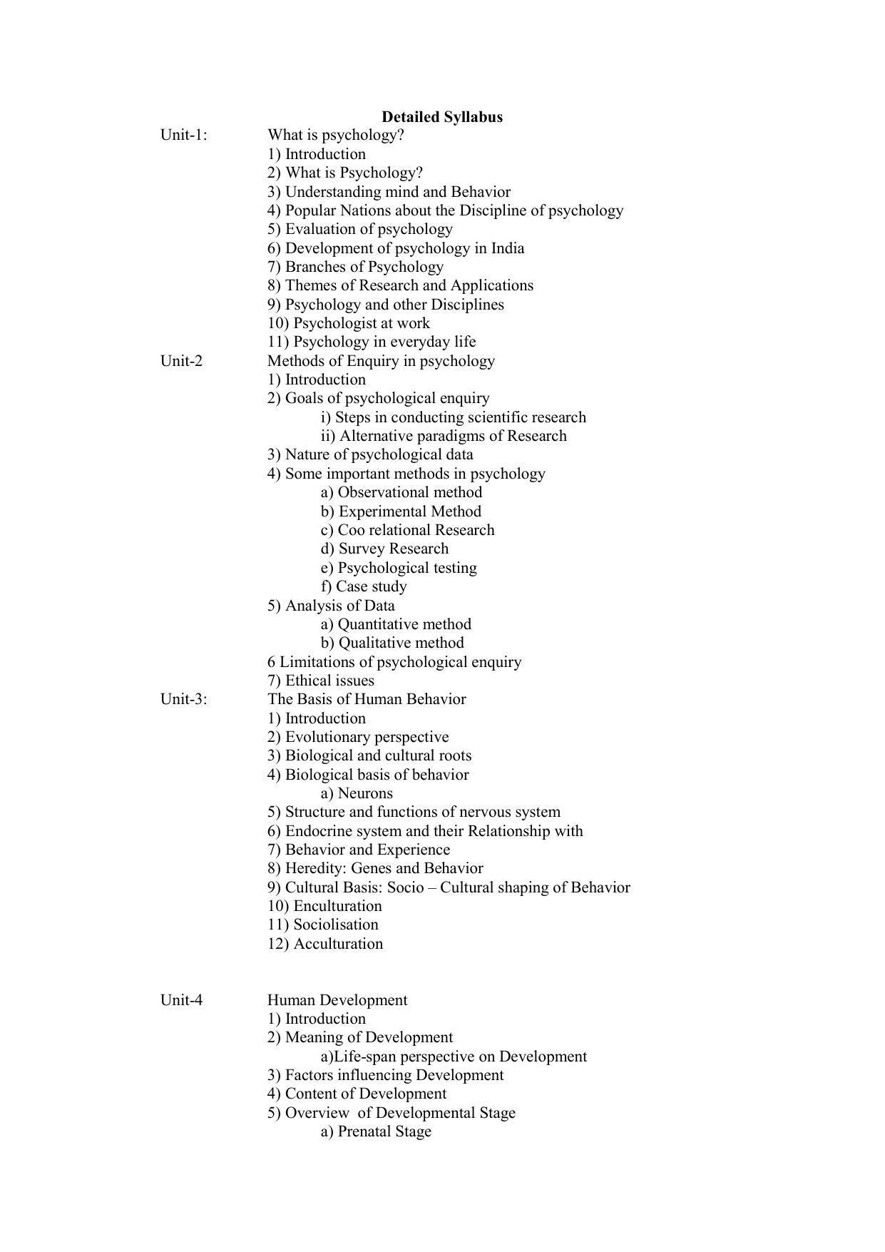 Haryana Board Class 11 Psychology Syllabus 2023 - Page 4
