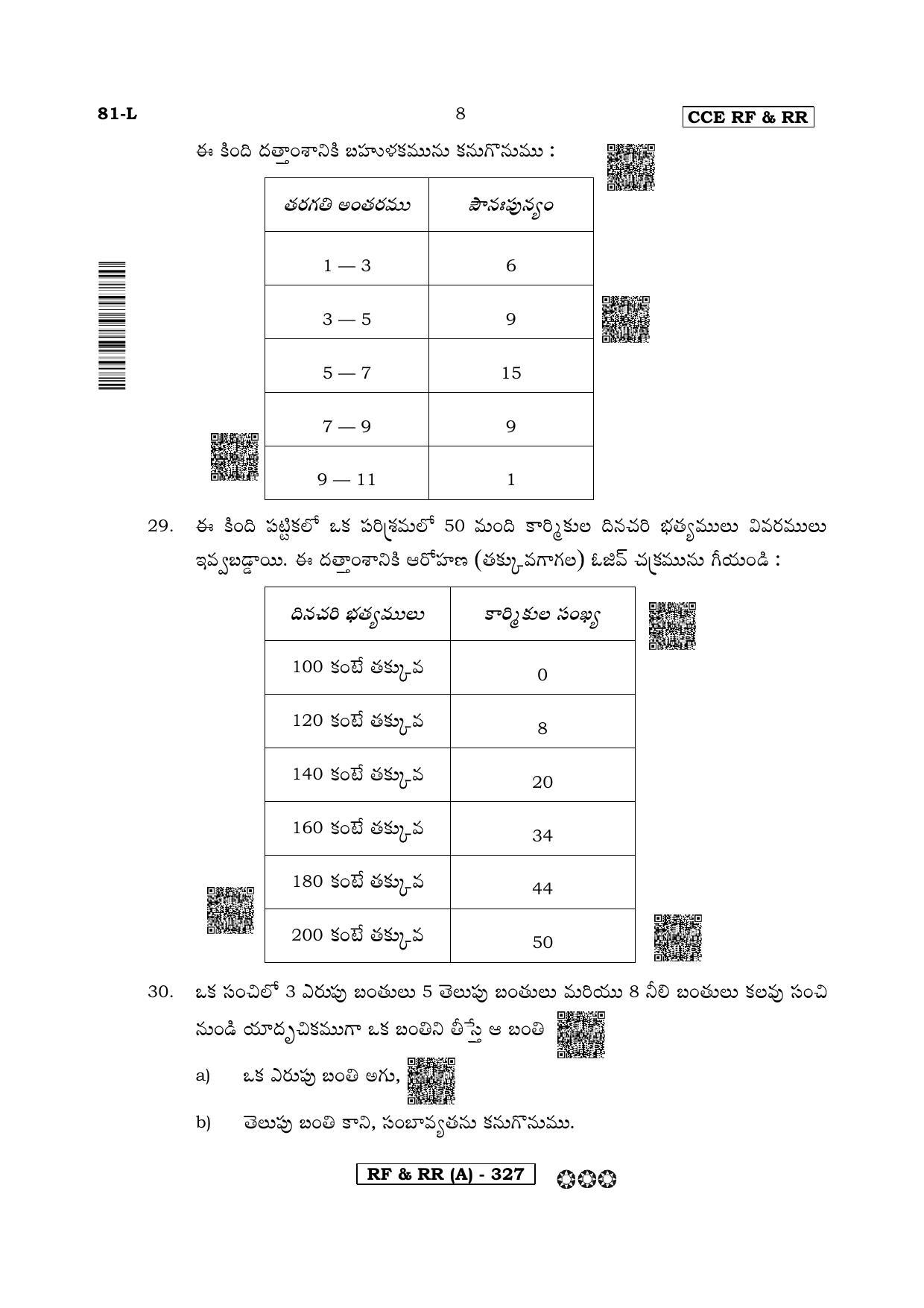 Karnataka SSLC Mathematics Telugu Medium-A Question Paper 2020 - Page 8