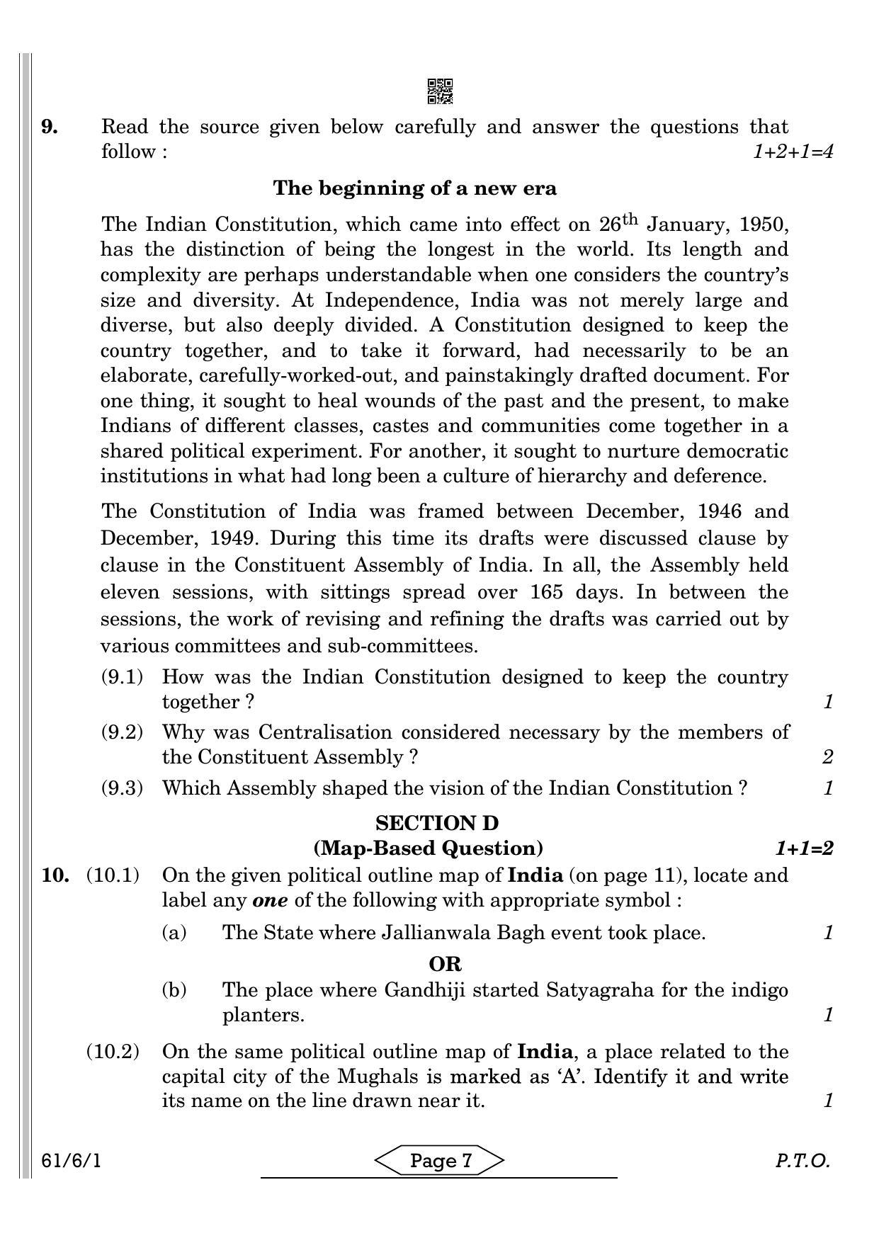 CBSE Class 12 61-6-1 HISTORY 2022 Compartment Question Paper - Page 7