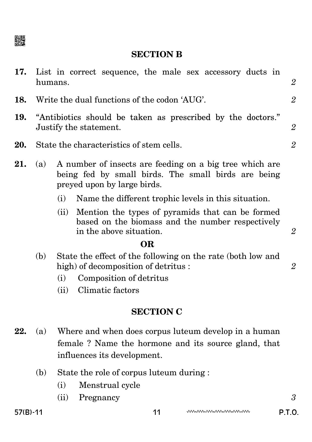 CBSE Class 12 57 B Biology for VI candidates 2024 Question Paper - Page 11