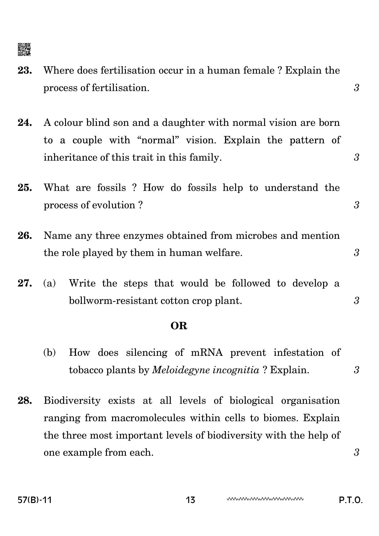 CBSE Class 12 57 B Biology for VI candidates 2024 Question Paper - Page 13