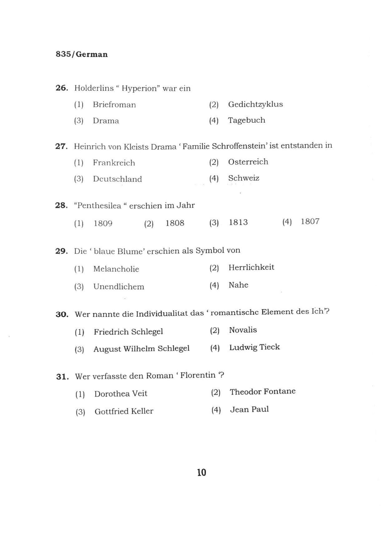 BHU RET GERMAN ARTS 2015 Question Paper - Page 10