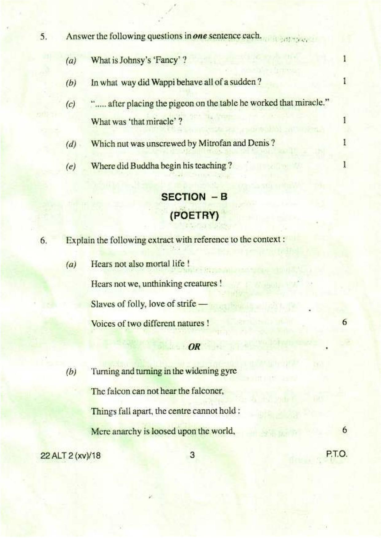 COHSEM Class 12 Alternative English 2018 Question Papers - Page 3