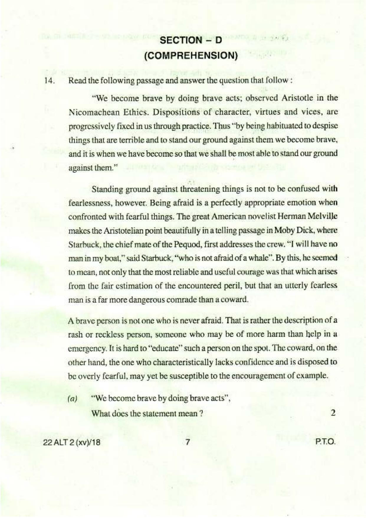 COHSEM Class 12 Alternative English 2018 Question Papers - Page 7
