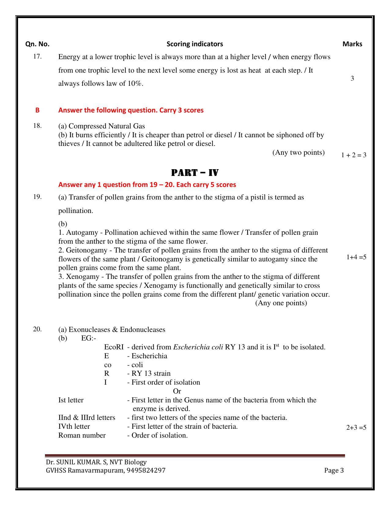 Kerala Plus Two 2022 Botany Answer Key - Page 3
