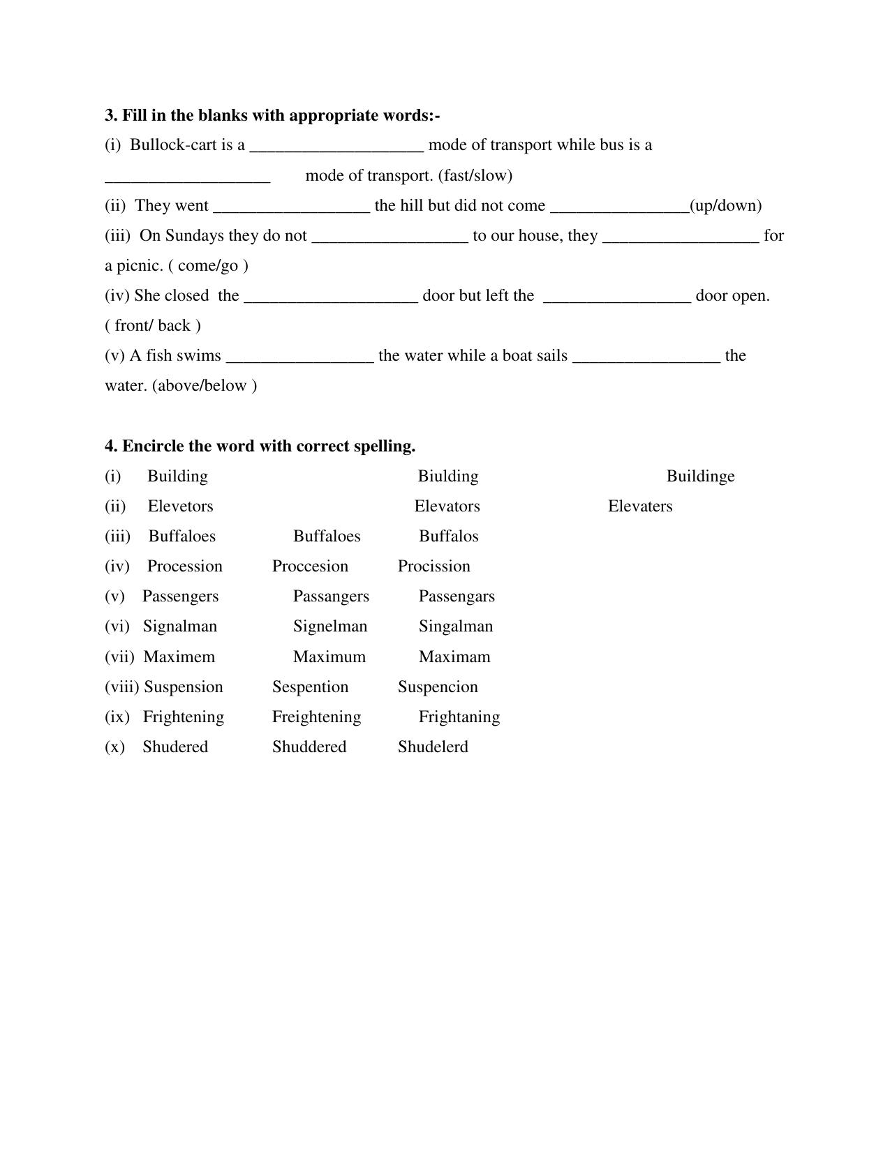 Worksheet for Class 5 English Apostrophe of Omission Assignment - Page 2