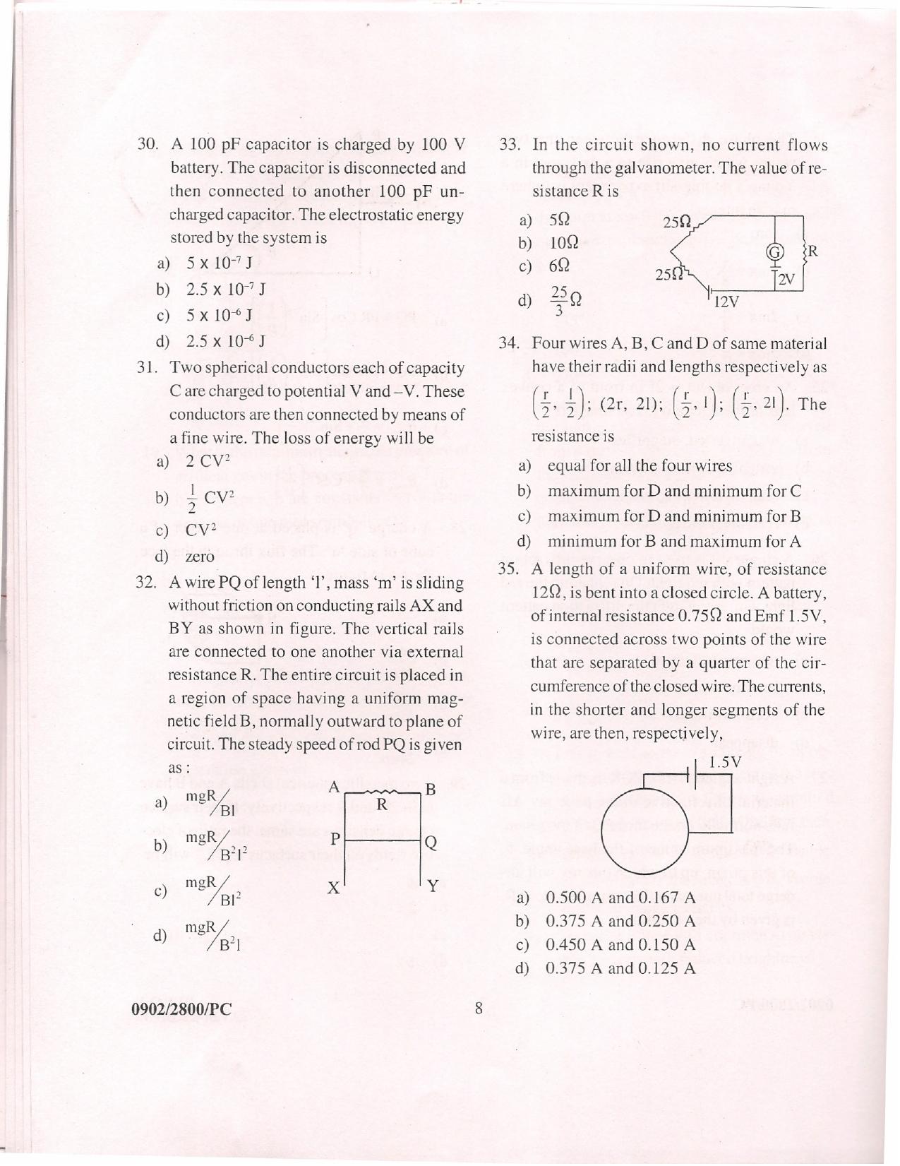  APJEE Physics & Chemistry 2009 Question Paper - Page 7