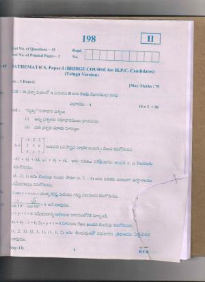 AP Inter 1st Year Bridge Course Mathematics-I (TM) March 2018 (General) Question Paper
