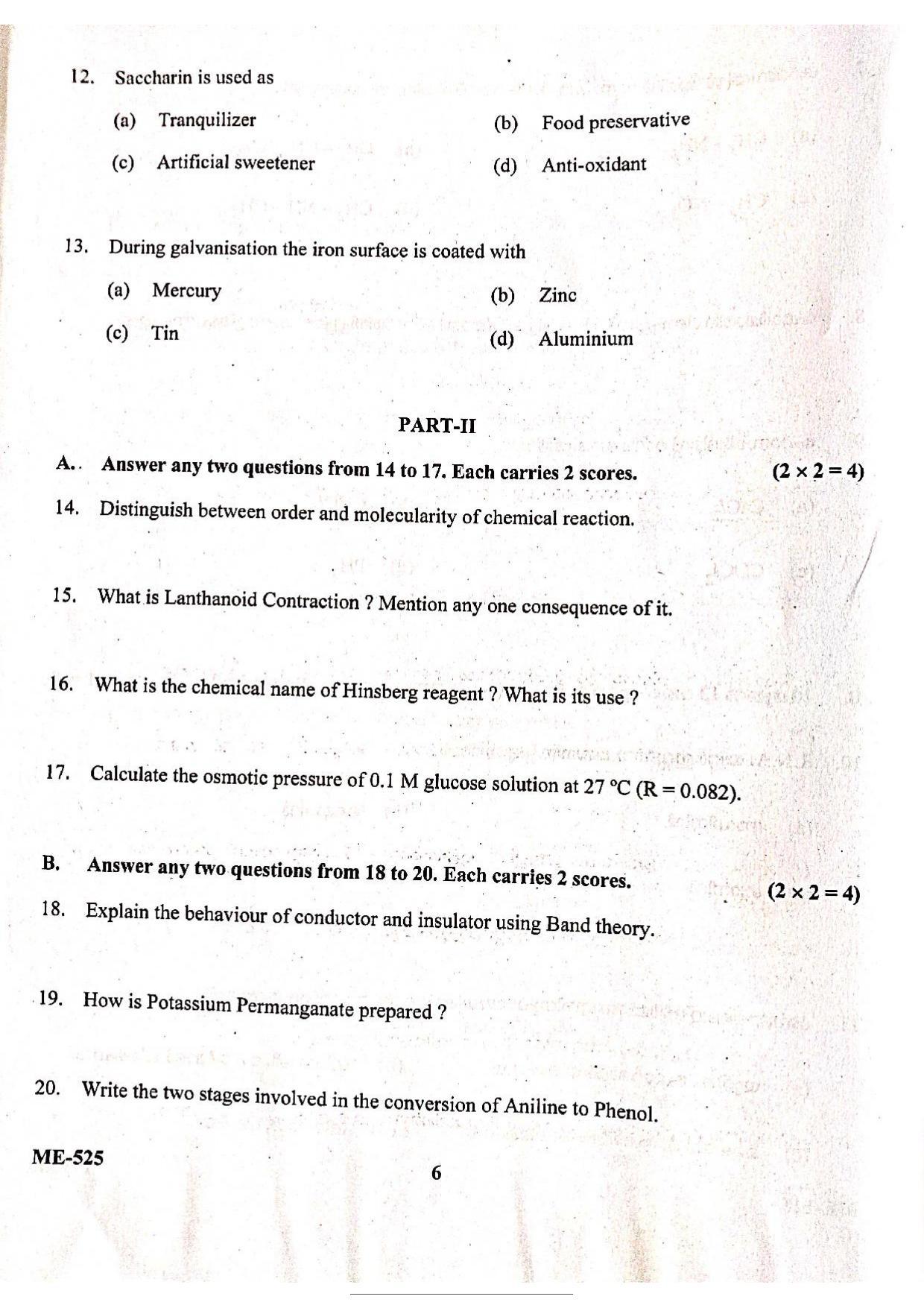 Kerala Plus Two 2022 Chemistry Model Question Paper - Page 3
