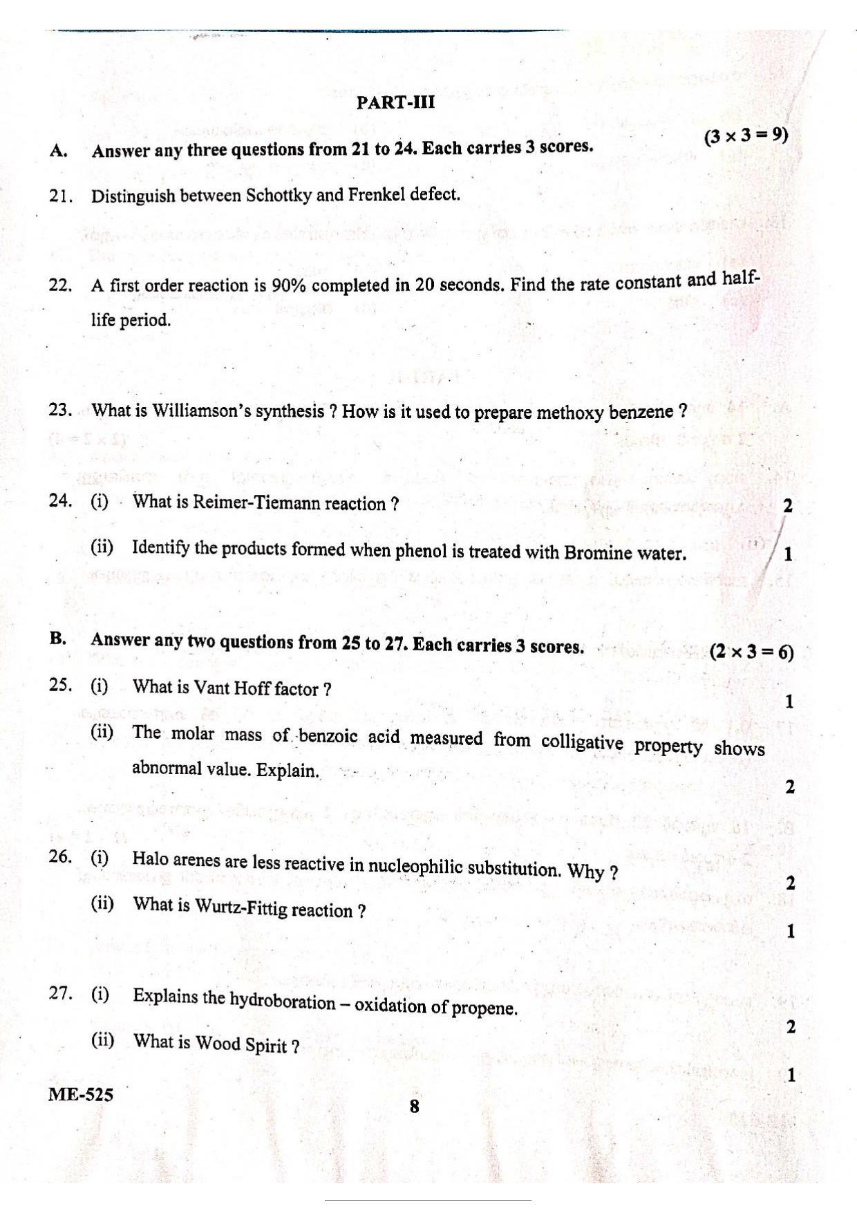 Kerala Plus Two 2022 Chemistry Model Question Paper - Page 4