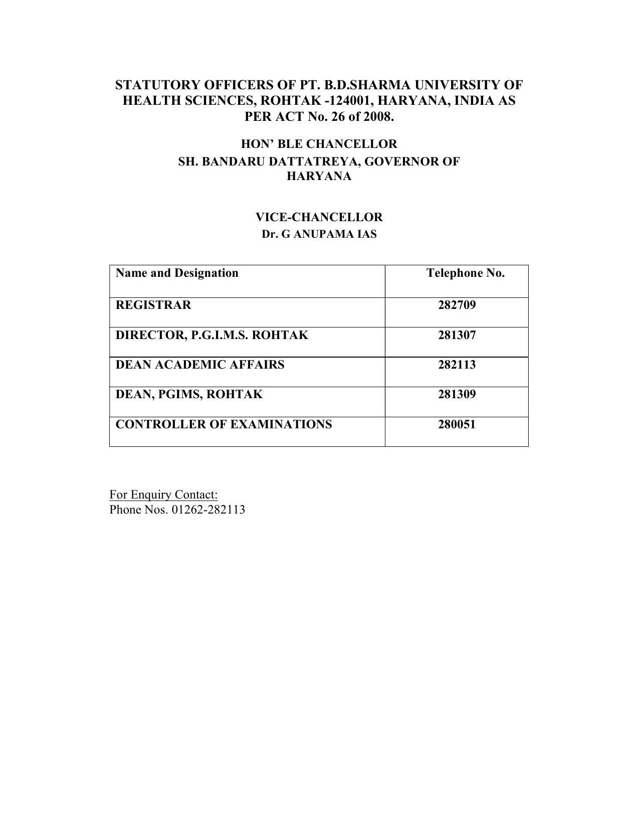 Pandit Bhagwat Dayal Sharma University of Health Sciences, Rohtak Admission Prospectus 2021-22 - Page 2
