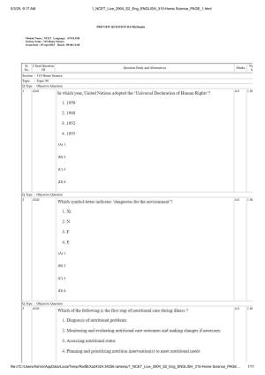 NCET 2025 Question Paper - Home Science