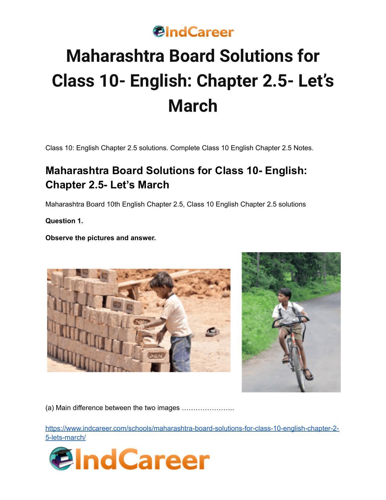 Maharashtra Board Solutions for Class 10- English: Chapter 2.5- Let’s March - Page 2
