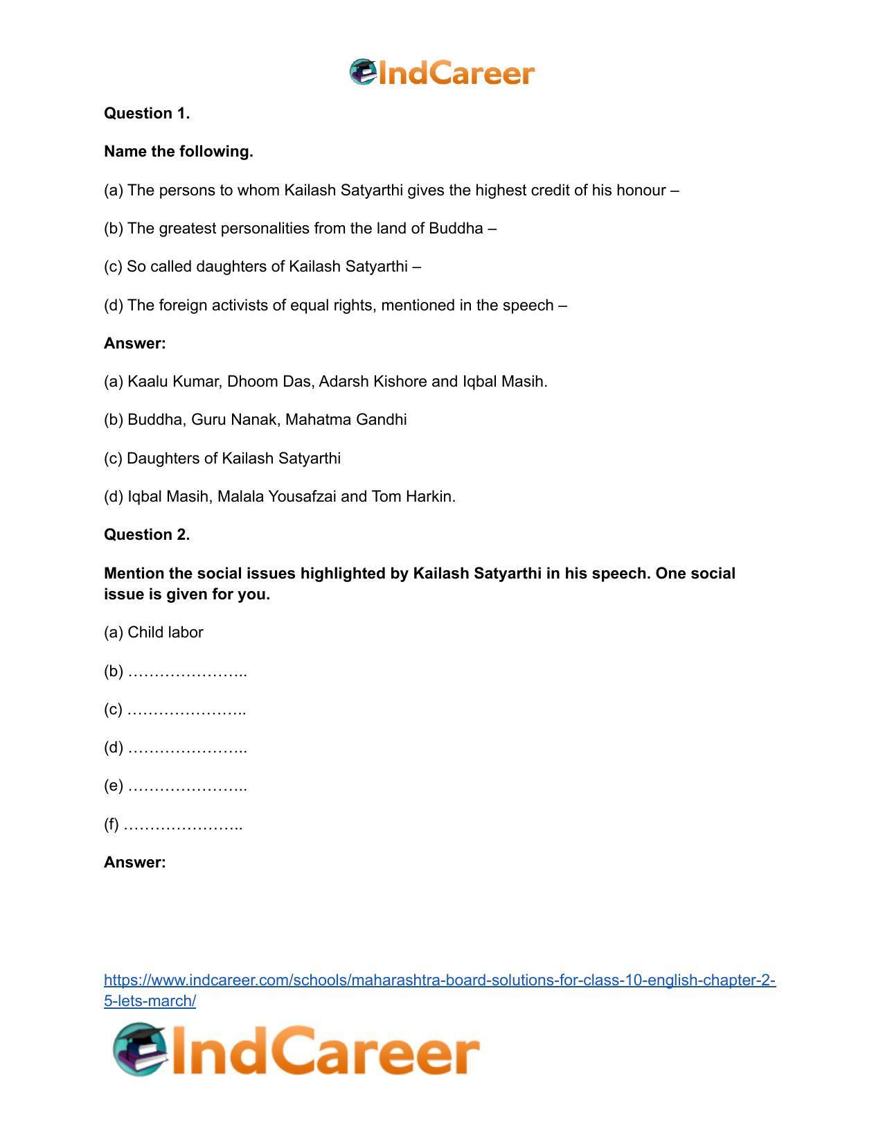 Maharashtra Board Solutions for Class 10- English: Chapter 2.5- Let’s March - Page 6