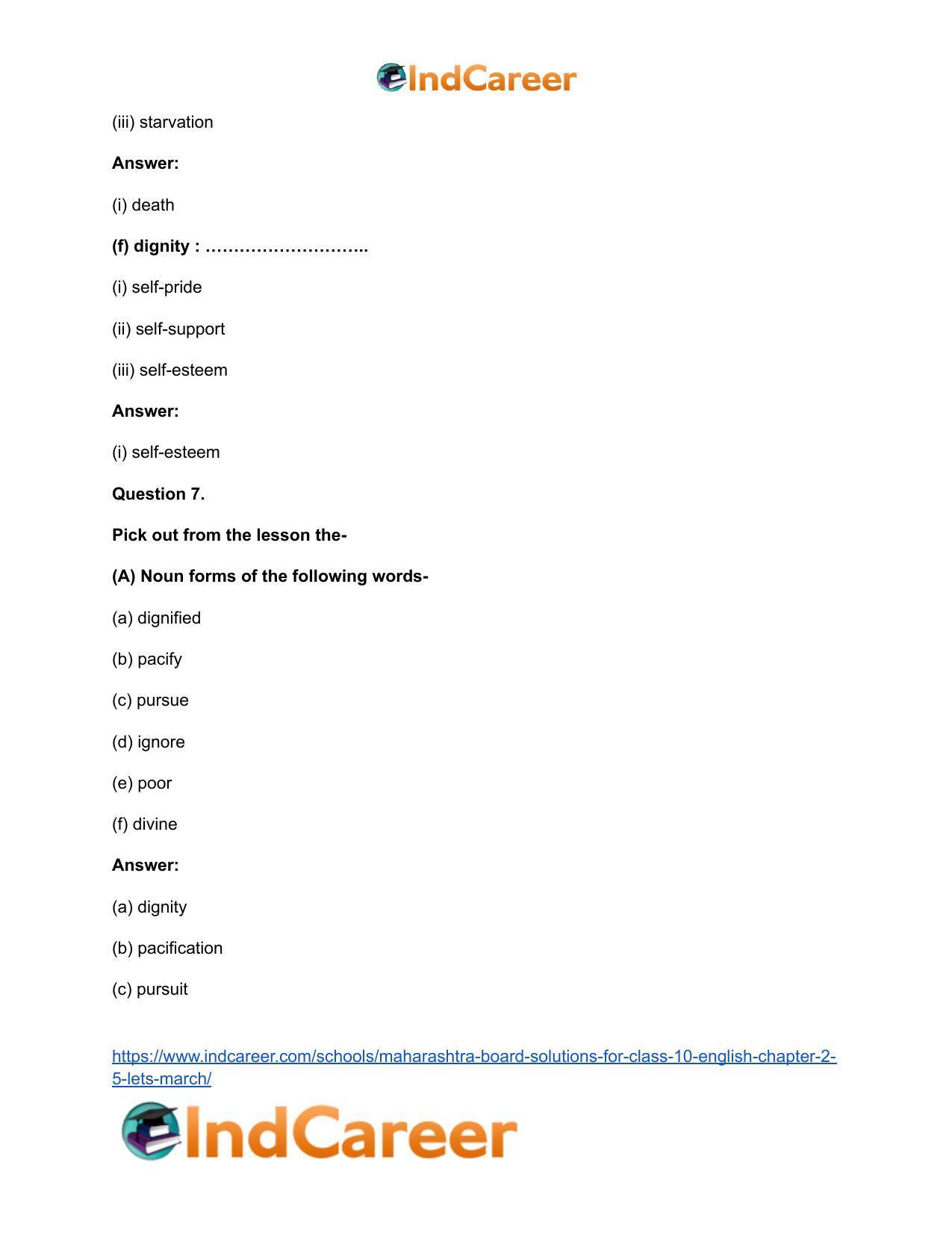 Maharashtra Board Solutions for Class 10- English: Chapter 2.5- Let’s March - Page 12