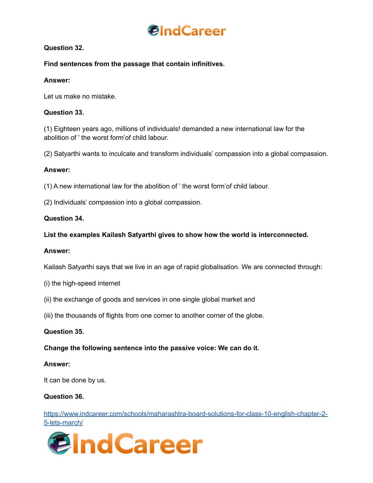 Maharashtra Board Solutions for Class 10- English: Chapter 2.5- Let’s March - Page 28