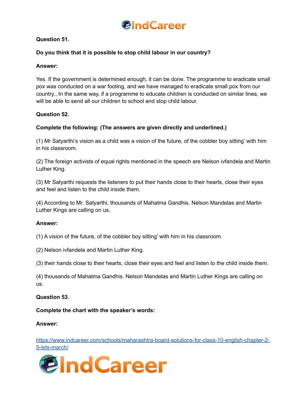 Maharashtra Board Solutions for Class 10- English: Chapter 2.5- Let’s March - Page 33