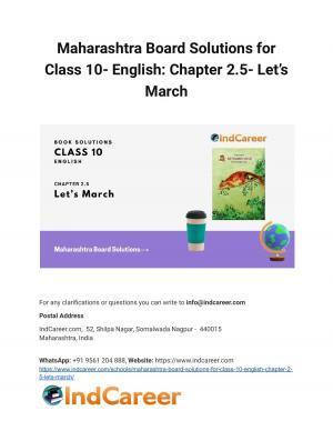 Maharashtra Board Solutions for Class 10- English: Chapter 2.5- Let’s March