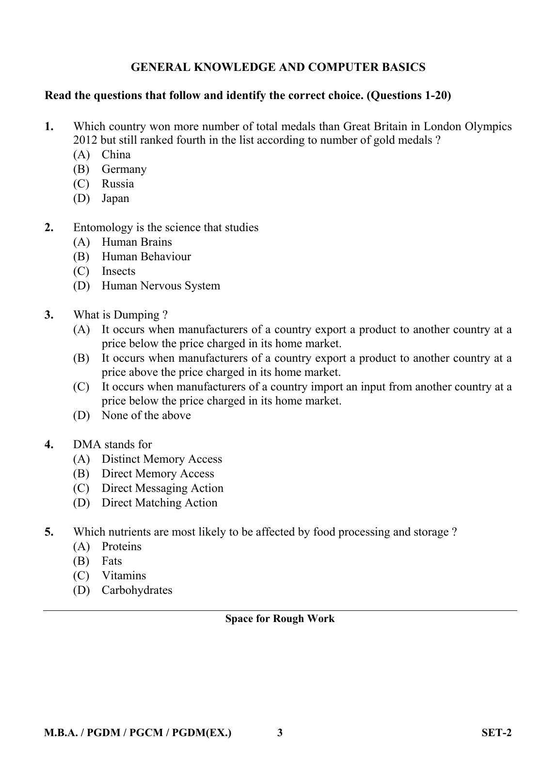 OJEE 2013 MBA Set 2 Question Paper - Page 2