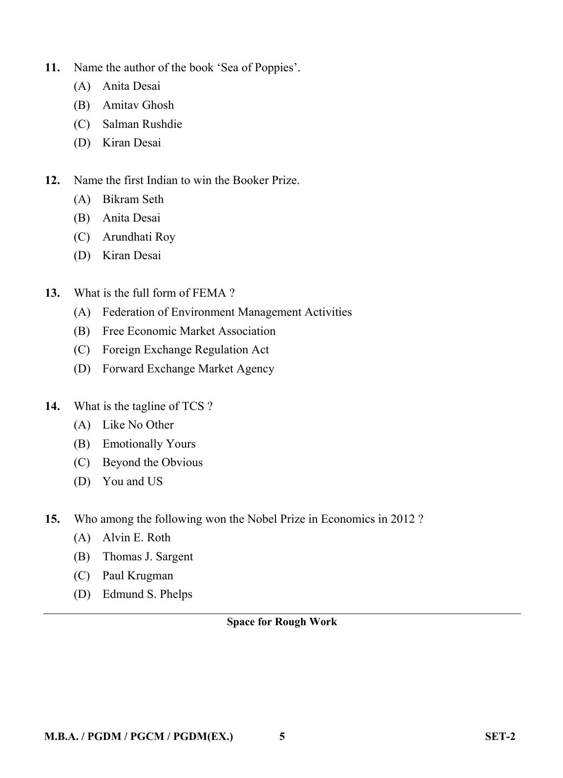 OJEE 2013 MBA Set 2 Question Paper - Page 4