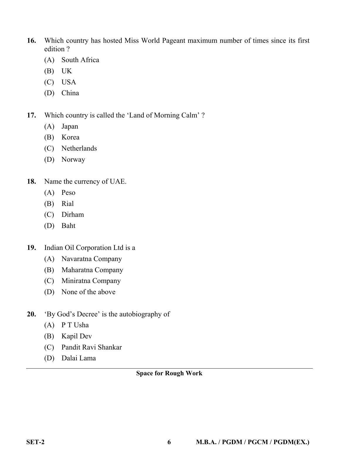 OJEE 2013 MBA Set 2 Question Paper - Page 5