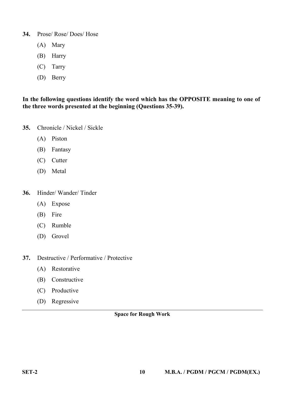 OJEE 2013 MBA Set 2 Question Paper - Page 9
